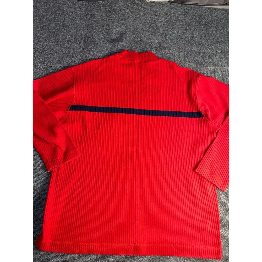 Nautica Sweater Mens 2XL Red Ribbed Solid Long Sleeve Mock Neck Embroidered Logo